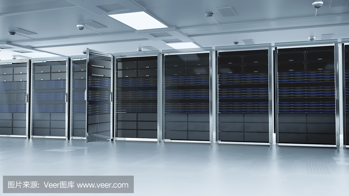 服務器室或服務器計算機。3 d渲染。